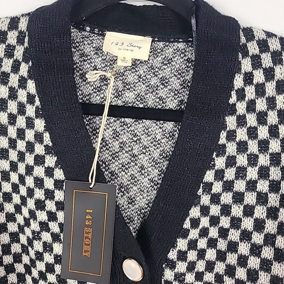 NEW 143 Story by Lineup Woman Big City Nights Checkered Cardigan Button Up Sz S - Picture 2 of 5